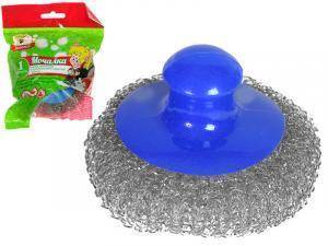 Мочалка для посуды металл 20г с круглой ручкой "Умничка"