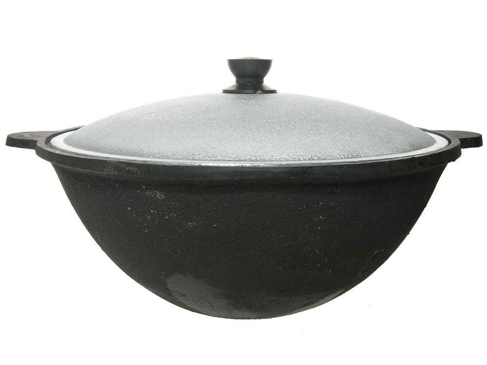 Казан 12л узбекский чугунный с алюминиевой крышкой круглое дно (г.Наманган)