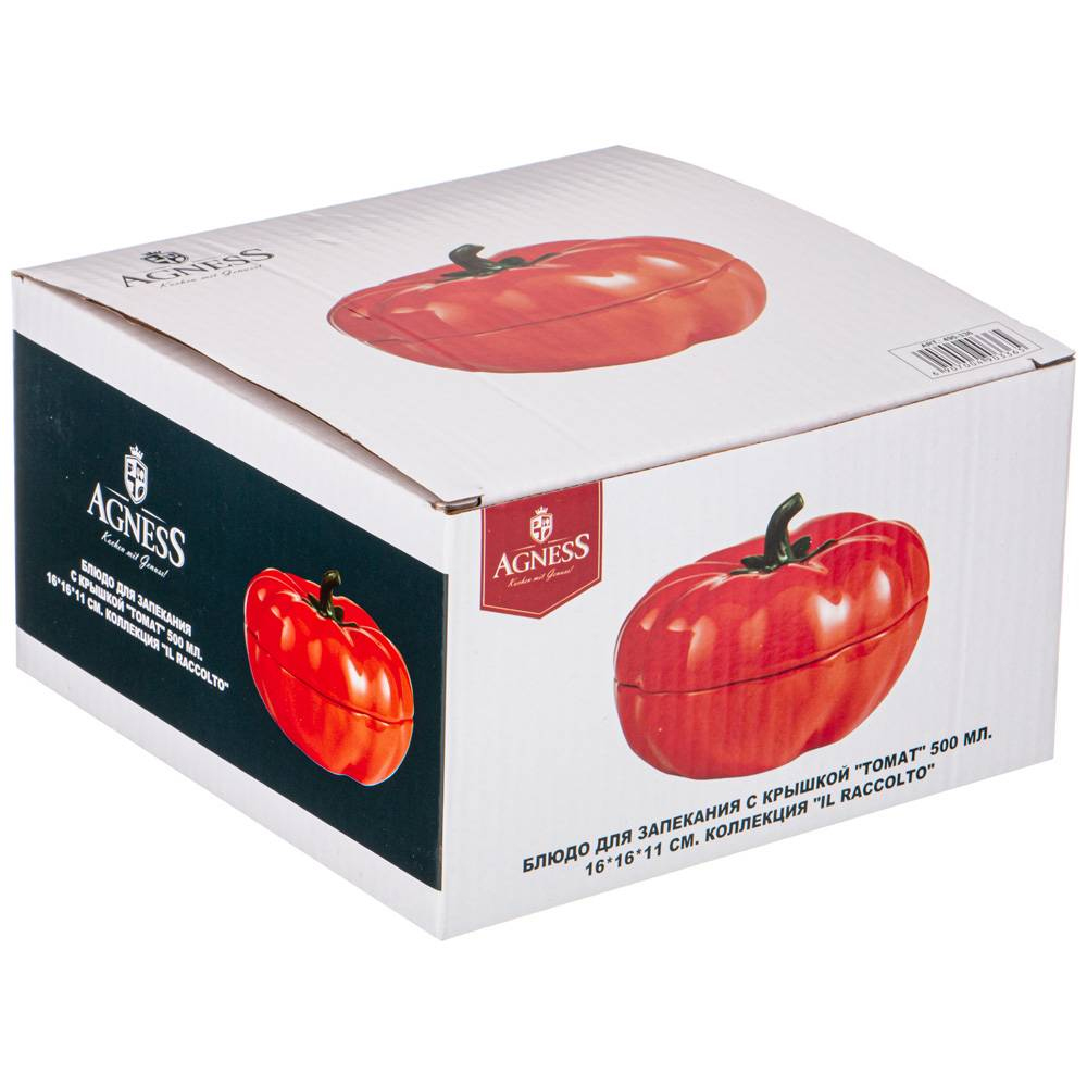«Блюдо для запекания с крышкой "Томат" 500мл 16*16*11см, коллекция "Il raccolto"» - фото 1