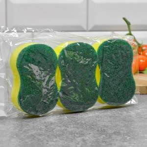 Губка для посуды 3шт 7*10,5*2,5см "Фигурная" VETTA