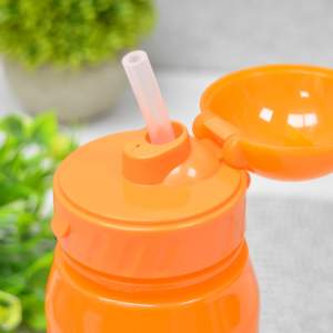 «Бутылка для воды 400мл с трубочкой, цвет в ассортименте» - фото 1